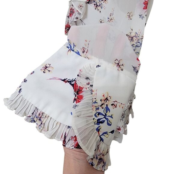 Storets White and Red Midi Dress with Ruffle Details - Picture 4 of 14